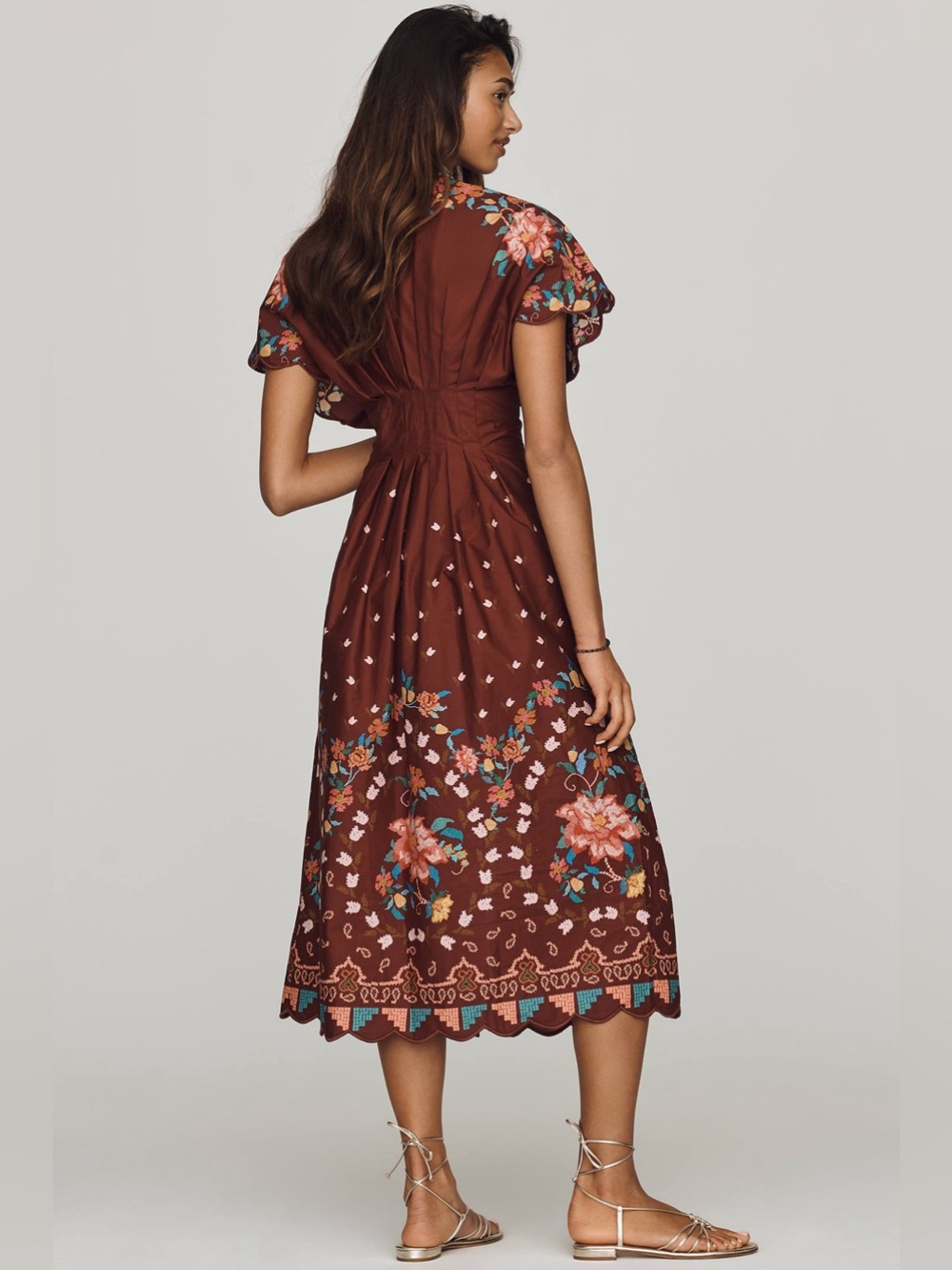Farm Rio Maroon Ground Floral Dress - Picture 2 of 7
